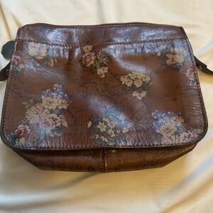 Patricia Nash Brown Floral/Map Crossbody Bag
